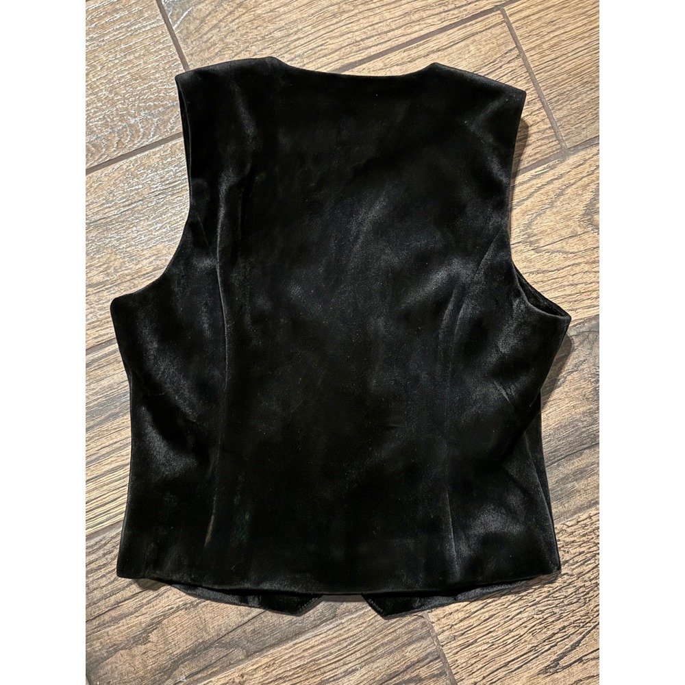 Bagatelle Collection Black Velvet Vest Rhinestone‎ Heart Buttons Women's Size S - Picture 3 of 8